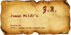 Zeman Milán névjegykártya